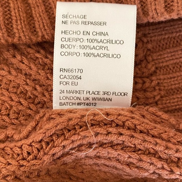 Urban Outfitters Coincidence & Chance Cable Knit Sweater Small Clay/Rust Brown - Picture 8 of 8